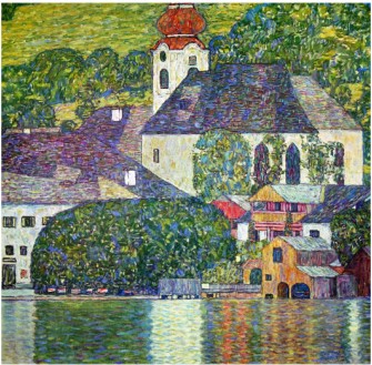 KIRCHE IN UNTERACH AM ATTERSEE, CHURCH IN UNTERACH ON ATTERSEE - Gustav Klimt Paintings